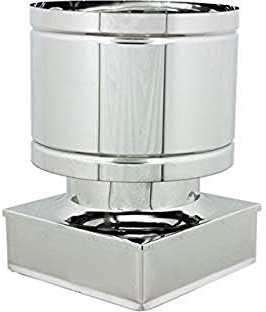 Terminale circolare 4 venti per canne fumarie in acciaio inox con base quadrata (DN 300 sezione 550x550)