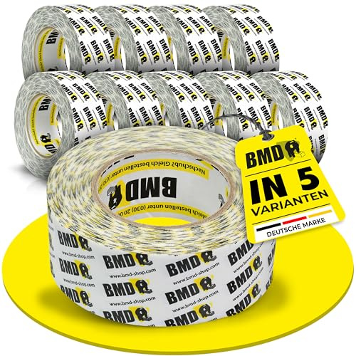 BMD Multi Klebeband | 50mm x 25m | 10 Rollen | für Innen & Außen | UV-Beständig | für Unterspannbahnen, Dampfbremsen, Dampfsperren | nach DIN EN 4108 Teil 11 | Profiqualität Made in Germany