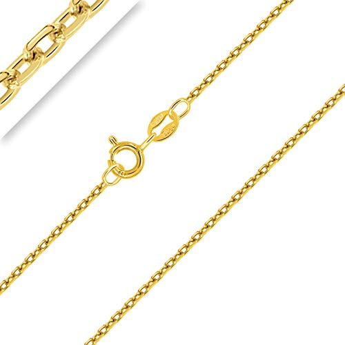 PLANETYS - Collier - Chaîne Argent 925/1000 - Maille Forçat Diamantée - Plaqué Or Jaune 18 Carats - Largeur : 2 mm - Longueur : 70 cm