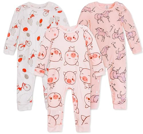 Joyo roy Baby Grow 3 Pack Baby Bodysuits Onesies 100% Cotton One Piece Jumpsuit Footless Babygrows Long Sleeve Bodysuit Rompers for Babies Comfortable Newborn Vests Girl Onesies Babies 24 Months