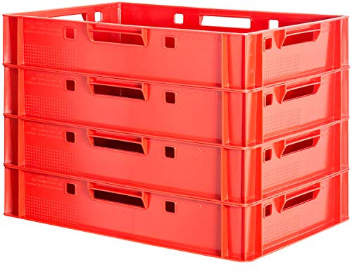 4x Euro Apilamiento de Plástico Caja Industrial Euro Caja Almacenamiento Eurobox E1 Kingpower