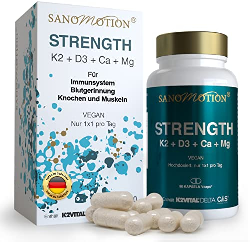 Sanomotion vegan D3 K2 Magnesium Calcium 3-Monatspack. 1x1 pro Tag optimale Dosierung. Flechten Vitamin D3 vegan 800IE, Vitamin K2 MK-7 100µg, natürliche Mineralien + Spurenelemente aus Rotalgen 955mg