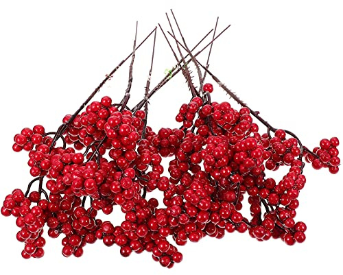 FAVOMOTO Künstliche Beerenzweige Weihnachten Tannenzweige Dekozweige 10 Stücke Beeren Picks Weihnachten Deko Zweige Kunstblumen DIY Basteln für Blumenstrauß Kranz Girlande Christbaumschmuck