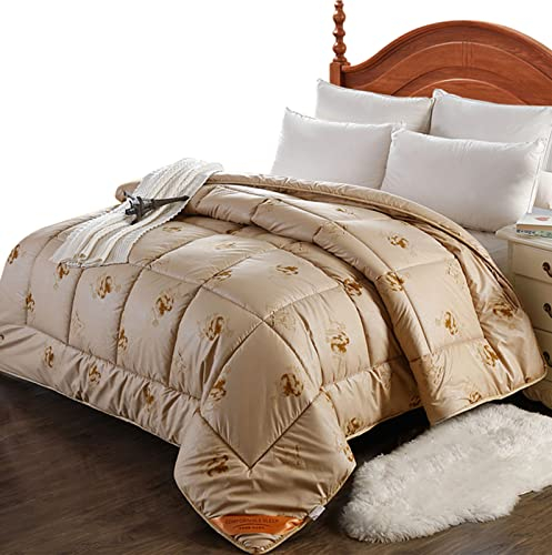 RRNAR 95% Kamelhaar Decke, Dicke warme Tröster 100% Polyestergewebe Kein Geruch, Kein Samt, Winter Soft Warm Bettdecke – Twin/Twin XL-Größe,Camel b,150x200cm(1.5kg)