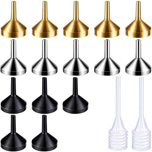 Ensemble de Mini Entonnoirs en Aacier Inoxydable Contient 15 Entonnoir en Métal 2 Mini Pipettes Transparentes