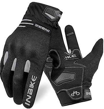 INBIKE Motorradhandschuhe Herren Winter Sommer Schutz Handschuhe Motorrad Fahrrad Motocross Männer Vollfinger Radhandschuhe Grau L