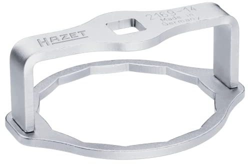 Hazet Ölfilterschlüssel 2169-14, 1/2 Zoll (12,5 mm) Vierkant, SW 73 mm | Antrieb 1/2 Zoll (12,5 mm) Vierkant hohl, Abtrieb Außenprofil 14-kant, SW 73 mm, Ø 104 mm, 146 g, Betätigung von Ölfiltern