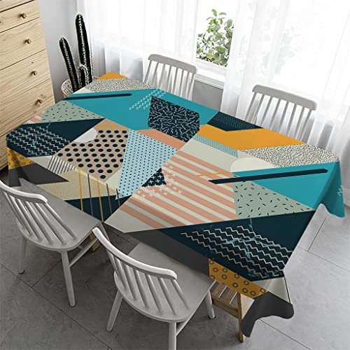Syhi Qlty Outdoor Tischdecke 260 x 140 cm - Outdoor-Tischdecken Bierbank Tischdecke Geburtstag Wasserabweisender Stoff Tischdecke für Biertisch Draußen Party - Geometrische Figur 1