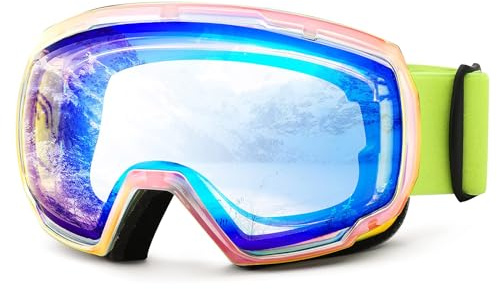 FEISEDY Skibrille Herren Damen Anti-Beschlag UV Schutz Schneebrille B2960 | Snowboard Brille für Brillenträger, OTG Design, Winter Sportbrille für Skifahren Fahrrad