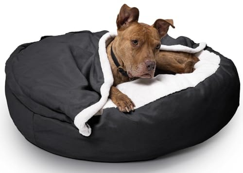 Lous® Anti-Stress Hundebett, Hundehöhle, waschbar, große Hunde, kleine Hunde und Katzen, Katzenbett, abnehmbare Decke (XXL ca.114cm Ø)