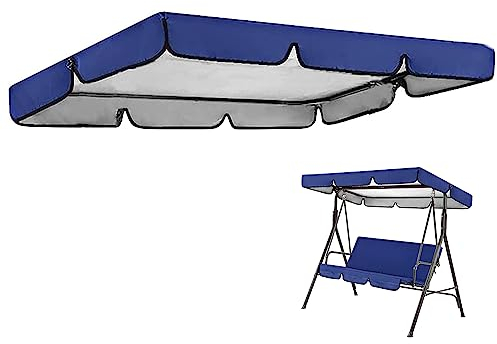 PJDDP Hollywoodschaukel Dachbezug,wasserdichtes Ersatzdach für Hollywoodschaukel 3 Sitzer,UV-Schutz Dach Gartenschaukel Bezug für Hollywoodschaukel/Hängematte,Blau,164X114CM/64X45IN