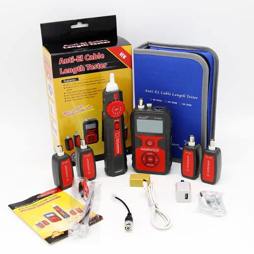 NOYAFA Cable and Network tester NF-858C Network Cable Tester Portable Cat 5 Cat 6 RJ11 BNC Cable Finder Measuring Cable Length and Breakpoints with Light Cable Tracker and Tester
