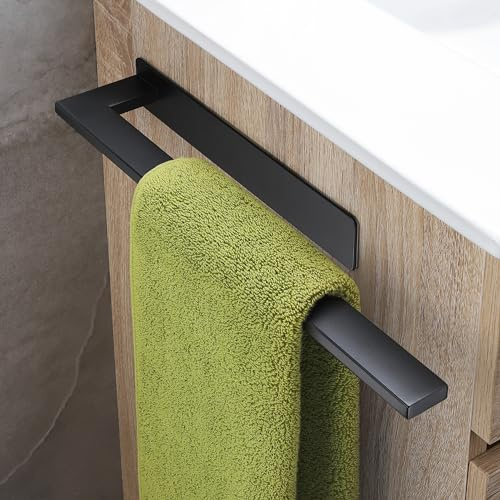 OETAMS handdukshållare utan borrning handduksstång självhäftande handdukshållare badrum rostfritt stål badhanddukshållare en arm handdukshållare svart matt 39 cm
