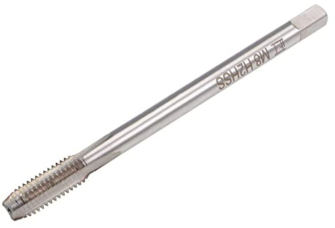 TOP-VIGOR M8 x 1,25 mm extra langer gerader Nutgewindegewindebohrer Gewindebohrer mit H2-Toleranz, HSS gerade, 3 Flöten, metrischer Maschinengewindebohrer zum Bohren und Gewindeschneiden