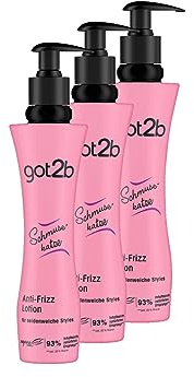 got2b Lotion Schmusekatze Anti-Frizz Lotion Halt 2 (200 ml), Styling Lotion für geschmeidige Styles, bändigt das Haar und verleiht ein seidenweiches Haargefühl, 3x 200 ml
