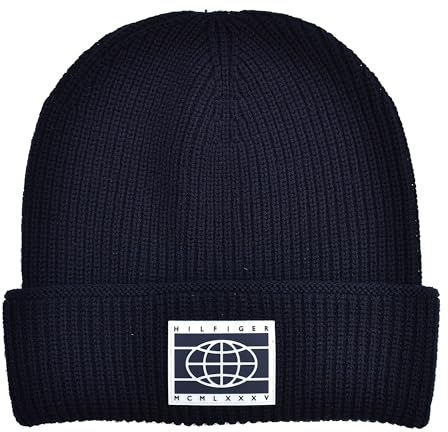 Tommy Hilfiger Strickmütze Mütze Tech Badge Beanie Blau Nachtblau One Size