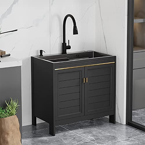 Lavello da Cucina Lavelli da cucina, lavello da incasso in acciaio inossidabile, lavello da ristorante commerciale nero, set con rubinetto, lavabo per interni ed esterni, per garage, cucina, lavanderi