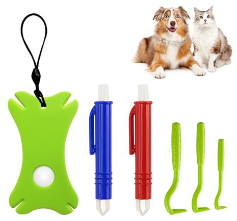 Zeckenentferner Set Für Hunde Katze, Zeckenzange 6 In 1 Set, Einfacher und Sicherer Zeckenentferner für Haustier und Menschen | zeckenzange