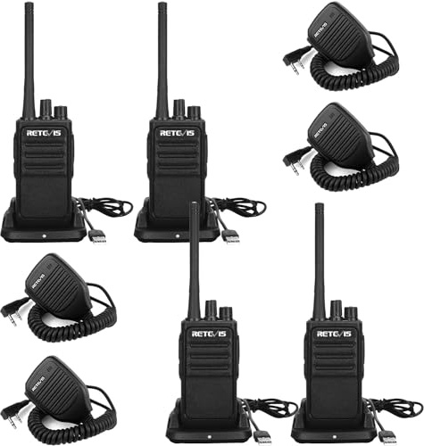 Retevis RT617 Walkie Talkie mit Sprechendes Mikrofon, PMR 446 Funkgerät Lange Reichweite, 16 Kanäle, VOX, Funkgeräte Set Wiederauflabar, Baustelle, Baumarkt, Fabrik(2 Paar, Schwarz)