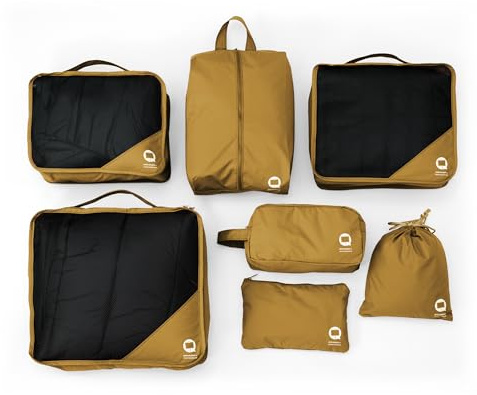 Huvudstadsväska – packhjälp organisatör set 7 delar Resväska packpåsar RipStop vattentätt resväska packpåsar för resor packning kuber backpacking, harvest guld