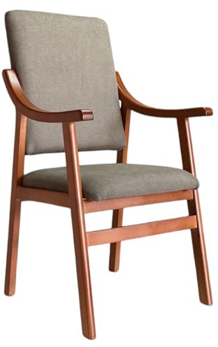 Sueña y Descansa Sillón Alto con reposabrazos de Madera de Haya Color Cerezo tapizado en Marrón