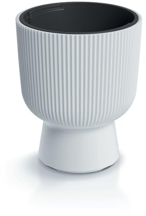 Tymar Blumentopf mit Einsatz, Blumenkübel aus Kunststoff, Übertopf, Pflanzkübel Gross (DBMIS Weiß,ø 40 cm)
