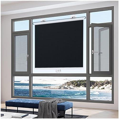 Xrdbfd Fensterrollos, Verdunkelungsrollos Mit Saugnäpfen, Sonnenschutzrollos Ohne Bohren, Verdunkelungsvorhänge, Sichtschutz Jalousien, Seitenzugrollo Klemmrollo,Black-80x160cm/31 * 63in