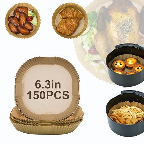 proMCRjex Air Fryer Disposable Paper Liners 150pcs 6.3 inch Square Parchment Paper Liner for Baking Roasting Fit 2-5 QT