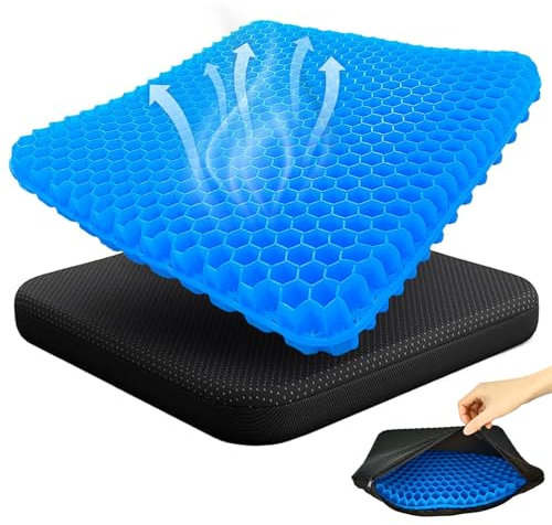 Gel Sitzkissen, Großes Gel-Sitzkissen Gelkissen Orthopädische doppelt Dickes Gelkissen mit Rutschfester Linderung von Ischias- und Steißbeinschmerzen Gel Sitzkissen Orthopädisch für Auto, Bürostuhl