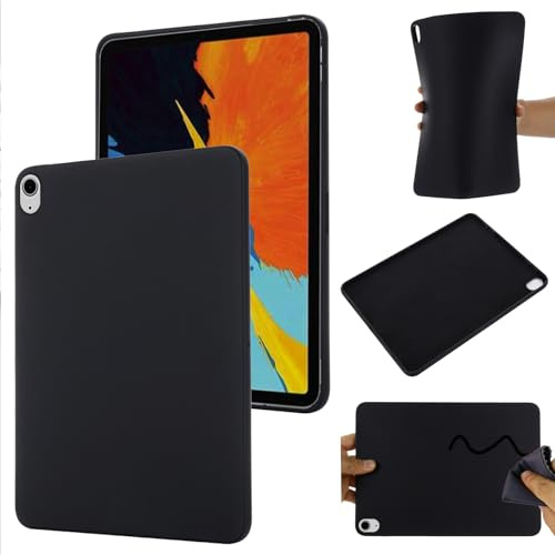 BRAND SET Handyhülle für Apple iPad Air 11 (2024) Silikon Hülle,mit Mikrofasertuch Futterkissen Soft Touch Schutzhülle für Apple iPad Air 11 (2024)-Schwarz