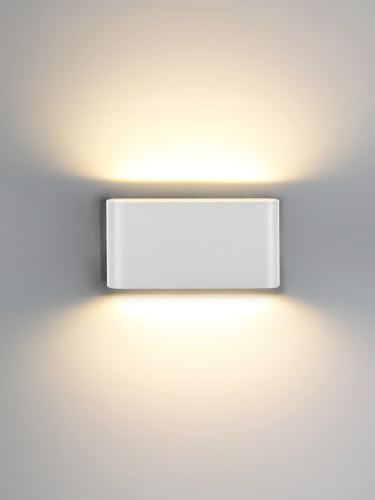 Kerry LED Wall Light, 12W 3000K Up and Down Indoor Outdoor Wall Sconce, IP44 Modern White Aluminum Outside Lighting Mains Powered, Wall Mounted Lamp for Living Room Bedroom Hallway Staircase Bathroom