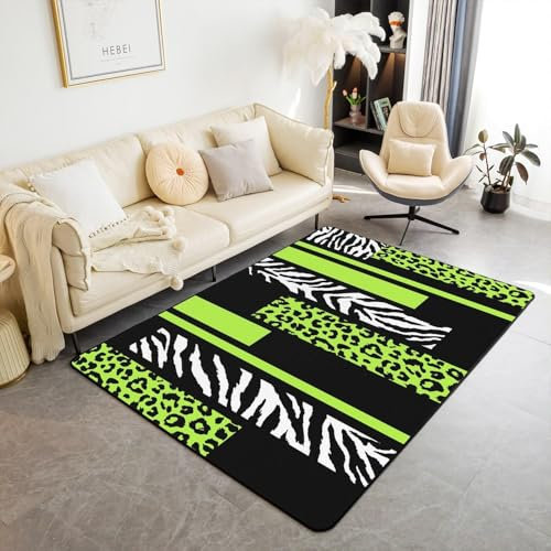 Kind Teppich 80 X 160 cm / 31.49 X 62.99, Schlafzimmer Teppich, 3D Teppiche Wohnzimmer Teppiche Weich rutschfest Teppich Für Wohnzimmer Schlafzimmer Bettvorleger Abstrakter Leopard-Zebra- -5I2B2X2