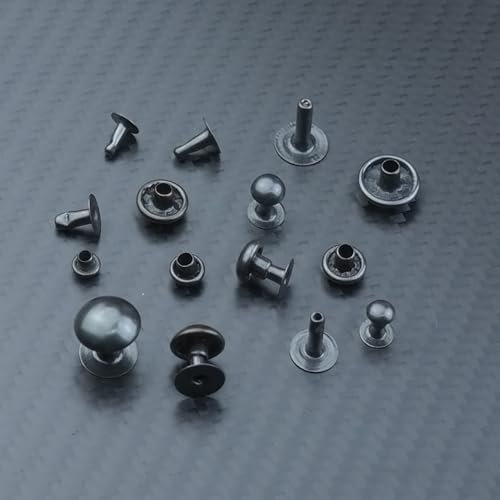 ISTA TOOLS Hohlnieten zum Verzieren für Textilien, Halbkugel-Kopf, rostfreies Messing, Verschiedene Größen und Farben (Schwarz, 7 x 8 mm)