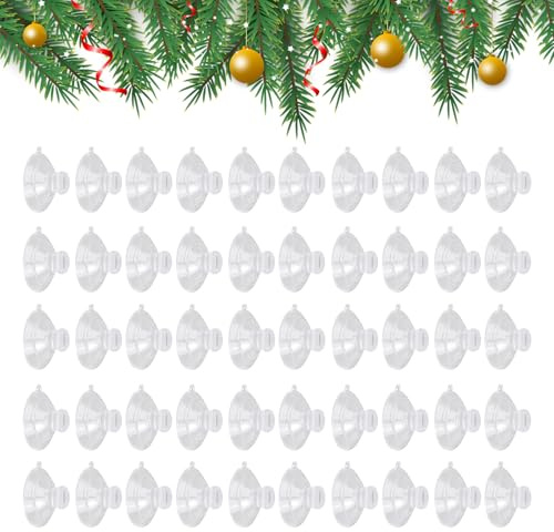 RYMAUP 50 Stück Saugnäpfe für Lichterketten Saugnäpfe mit Kabelschlitz transparent Saugnapfhalter für Fenster Saugnapf Lichterkette Weihnachten für Fenster und Dekorationen