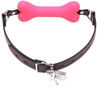 Silicone Bone Open Mouth Gag Oral Mouth Gag Dog Bone Bite Ball Gag Muzzles Roleplay Flirting Lockable Belt Adjustable BDSM Fetish Slave Restraints Sex Toys (Pink)