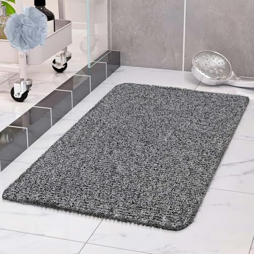 OSYLAND Duschmatte rutschfest 40 × 60 cm - Duscheinlage rutschfest mit Ablauf - Weiche PVC-Luffa Antirutschmatte Badewanne - Schnell Trocknende Badematten - Weiß + Schwarz