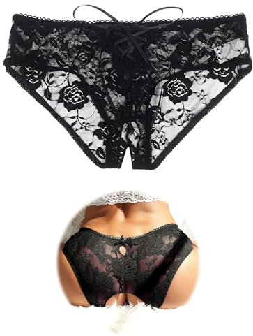 sunshinelady French Knickers Plus Size Sheer Lace Panties for Women | Hollow Out Soft Stretchy Underwear Crisscross Lace-Up Tanga Briefs UK 8-22