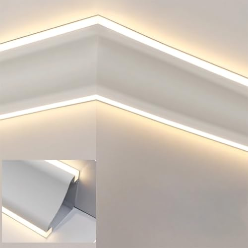 Elitix Led Profile Plaster-in Led Aluminum Channel 6 10 Pack 3.3 6.6ft Led Light Strip, Led Crown Molding Lighting Channel for Wall Ceiling Edge(1 pc,1 meter/3.3ft)