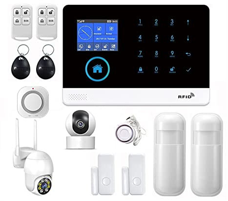 Système de sécurité Domestique, Système d'alarme de sécurité Domestique GSM Alarme interphone télécommande numérotation Automatique 433 MHz détecteurs Tuya APP contrôle(N)