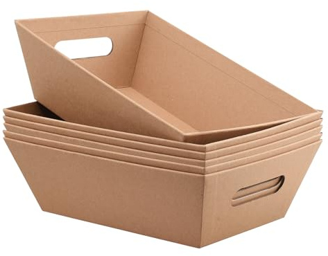 Holtrae 6er Set Präsentkorb Leer DIY Geschenkkorb Pappe mit Griffen Ohne Deckel Schachteln Lebensmittelecher Geschenkbox Feiertage Geschenke für Personalisierte Geschenkpakete Weihnachten Ostern