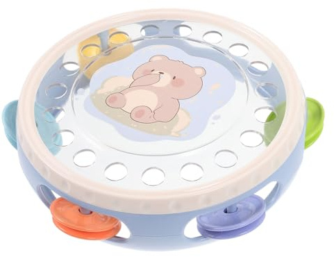 FRCOLOR Tambourin pour Garçon Fille Motif Cartoon et Éducatif Instrument de Percussion Portable Ergonomique Musical pour Développement Précoce Rythme Intelligence