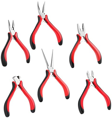 Ainiv 6 PCS Pliers Set, Long Nose, Bent Nose, Needle, Diagonal, End Cutting, Linesman Pliers, Carbon Steel Double-Leaf Springs, for Electronics Repair Jewelry Making and DIY