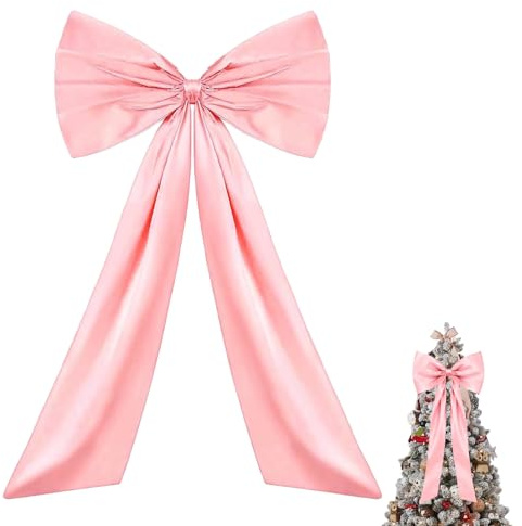 Hengrongshen Große Satinschleife, 58x 100 cm Geschenk Groß Schleifen, Weihnachtsdekoration, Satinschleife groß für Partydeko, Wanddeko, Hochzeit, Weihnachten (Rosa)