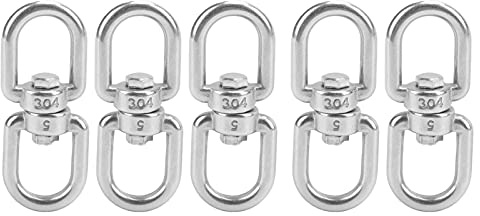 ANKROYU Ganci girevoli M5 5 pezzi, ganci rotanti in acciaio inossidabile 304, gancio girevole a doppia estremità, connettore a cerchio per grillo da occhio a occhio per app