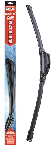 AREXONS - Spazzola Flat Blade 60cm, Design Aerodinamico | Con Kit Adattatori, Per Tergicristalli Tradizionali e Nuova Generazione, Gomma Grafitata, Struttura Plastica Alta Resistenza