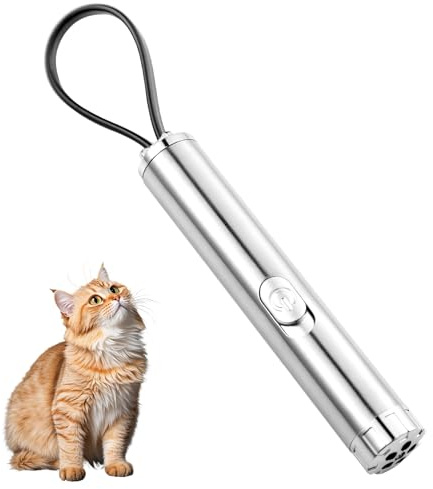 laveroar Katzenspielzeug, LED-Edelstahl-Katzen-Lichtstift, interaktives Katzenspielzeug für Kätzchenjagd-Instinkt-Stimulation, Chaser-Übung
