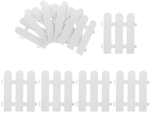 SHINEOFI Recinzione in Plastica Bianca 10 Pezzi Staccionata Decorativa Flessibile per Giardino Cortile e Aiuole Resistente e Portatile per Delimitare Aree Esterne e Giochi
