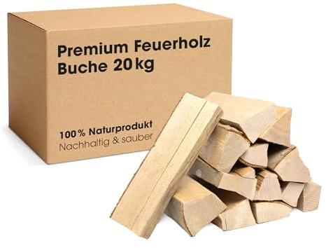 Buche Brennholz - 20 kg - trockenes Kaminholz, ofenfertig, Hartholz mit hohem Brennwert, Feuerholz für Ofen und Lagerfeuer