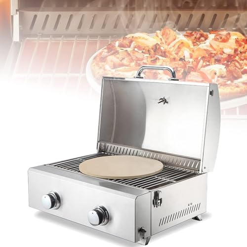 GYKOZY Forno per Pizza a Gas Commerciale, Modello da banco da 12, in Acciaio Inox per Esterni con Temperatura Uniforme a 360°, Attrezzatura per la Cottura a Risparmio energetico ed Ecologica