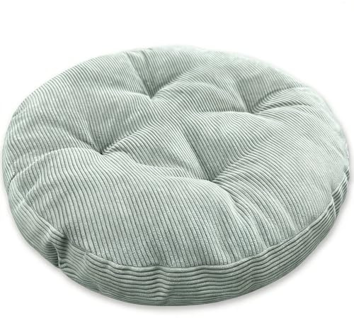 AmphaDeco Stuhlkissen Rund 1er Set,Sitzkissen Rund 35cm Dicke 6cm,Waschbar Cordstoff rutschfest Bodenkissen Rund,Sitzpolster Stuhlauflage für Outdoor Garten,Indoor Küche Esszimmer,Mintgrün